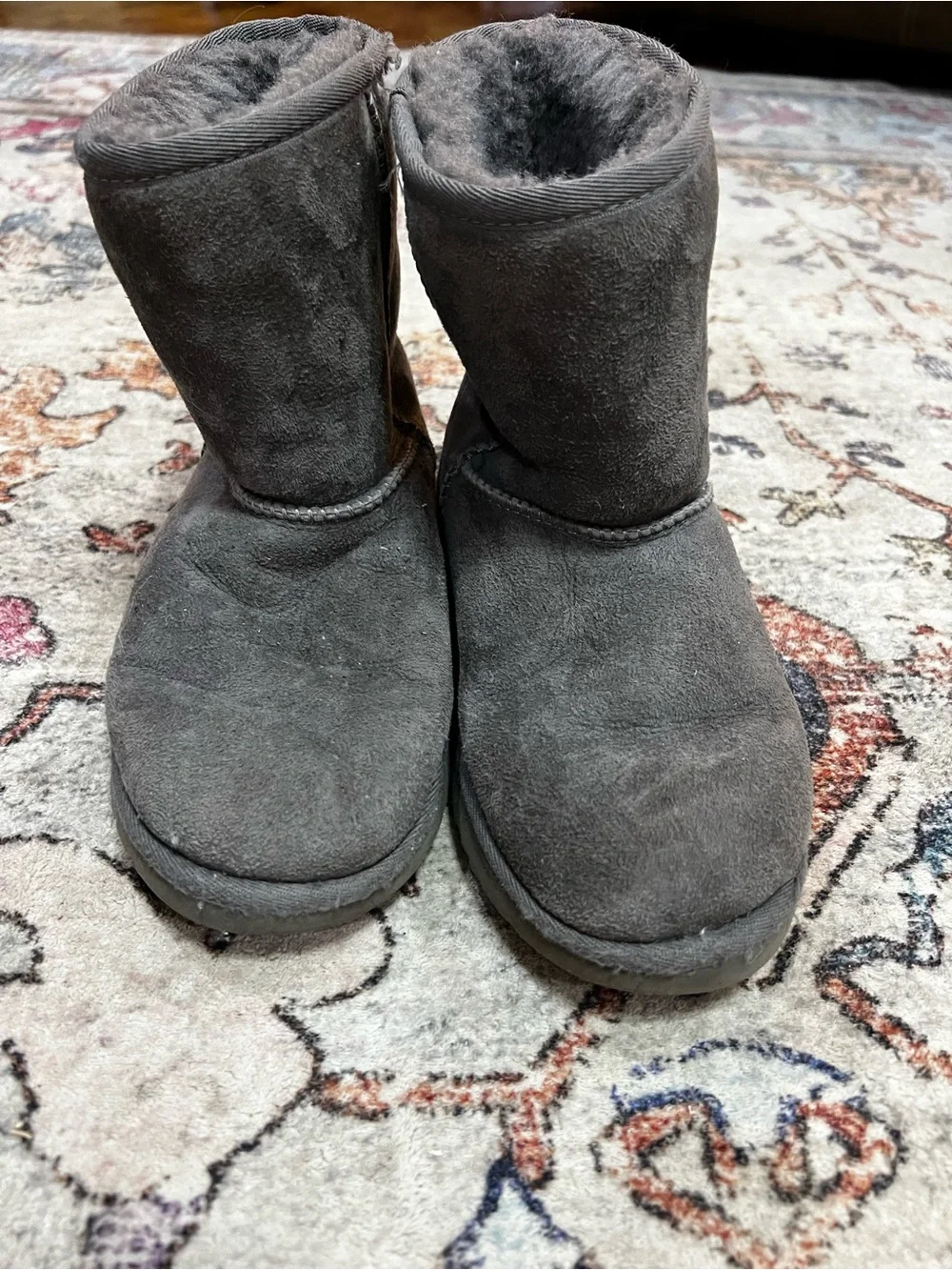 UGG Kids Short Shearling Boots in Charcoal Gray